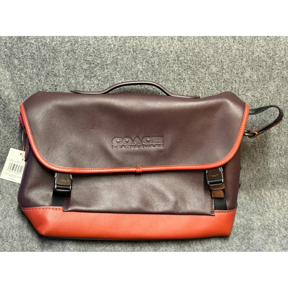 Coach League Bike Bag Oxblood Multi Leather Messenger C5344 NEW